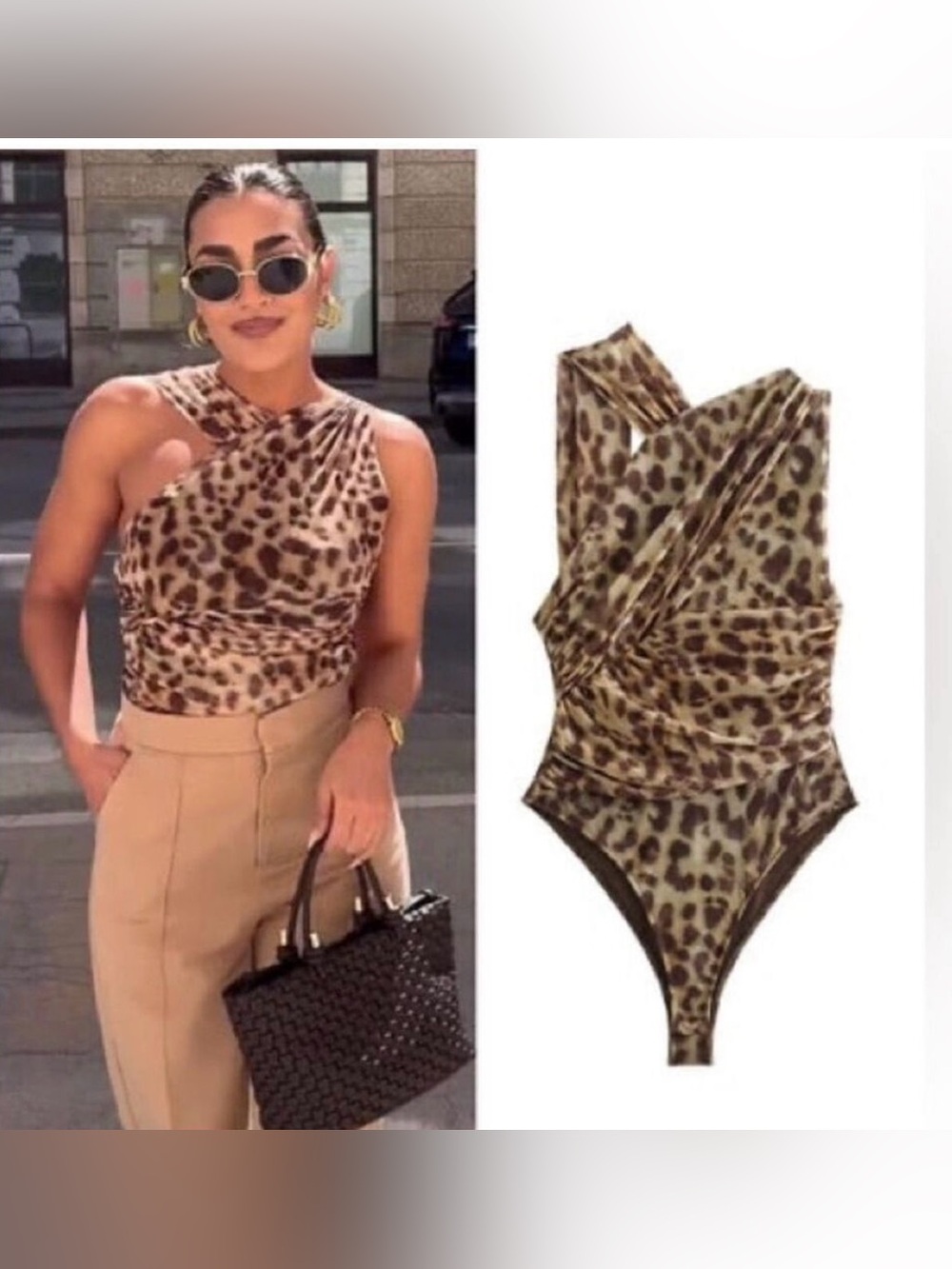 Zara leopard bodysuit xs